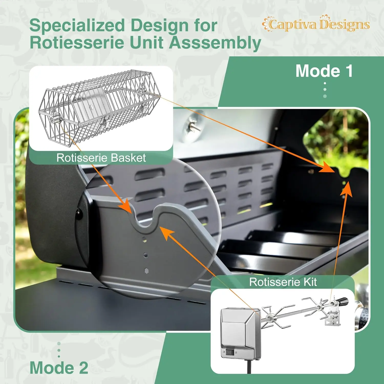 

Captiva Designs 6-Burner Propane Gas BBQ Grill with Side Burner & Porcelain-Enameled Cast Iron Grate for Outdoor Kitchen