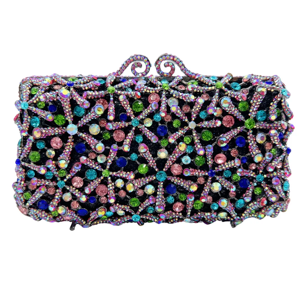 

Multi-Colored Diamond Evening Clutch Purse Snow Shape Crystal Party Prom Handbags Rhinestone Bags Lady Minaudiere Clutches