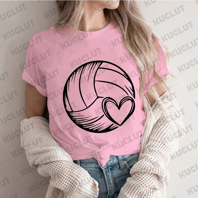 Volleyball Heart Shirt for Women Clothing Short Sleeve Women\'s T-shirts Volleyball Team Tshirt Volleyball Lover Game Day Shirt