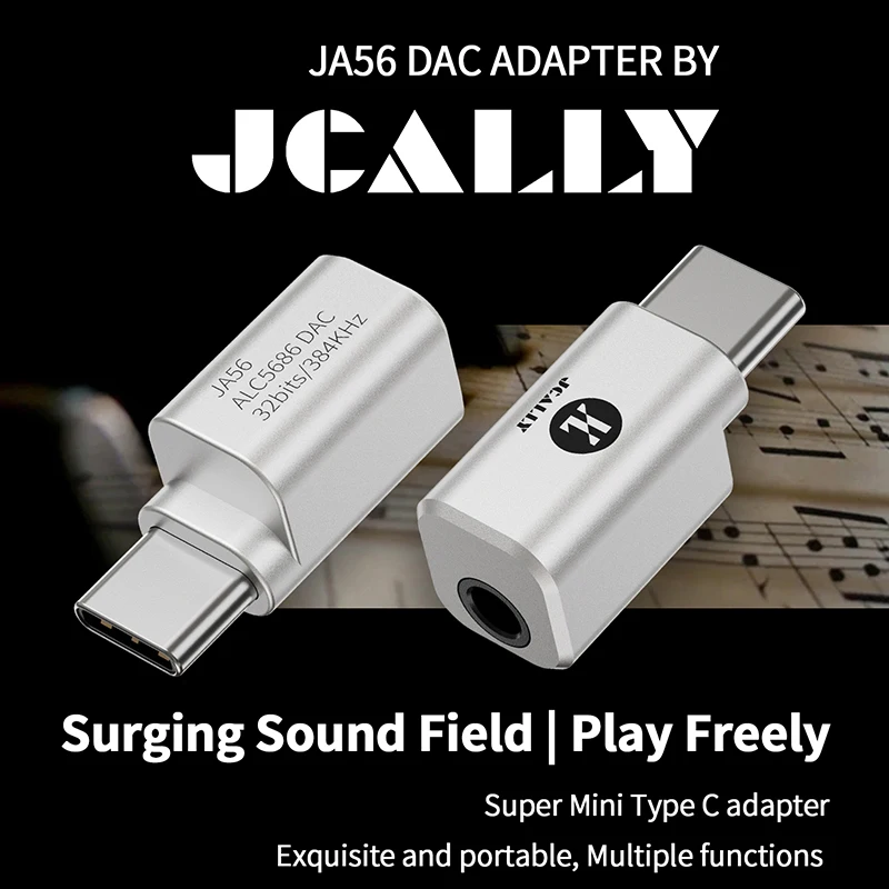 JCALLY JA56 Type-c To 3.5mm Earphone Digital Audio Code Adapter for Android IOS Phone Call, Live,Gaming