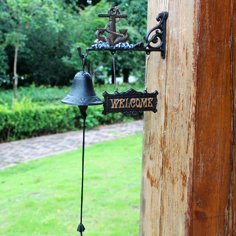 Cast Iron Anchor Garden Welcome Hanging Door Bell The Mediterranean Crafts Wall Decorations Farm Yard Patio Decor Cast Iron Bell