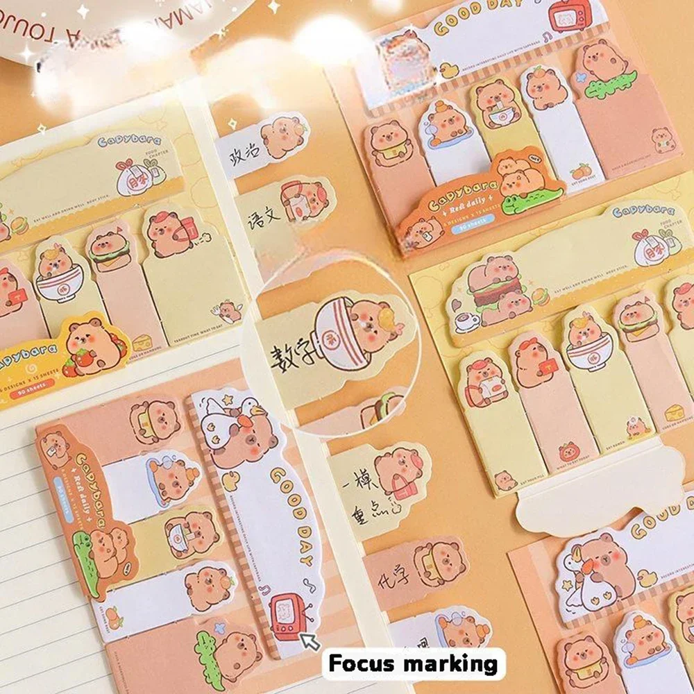 

120 Sheets Cartoon Capybara Index Stickers Writable Marker Classification Bookmark Stickers Stationery