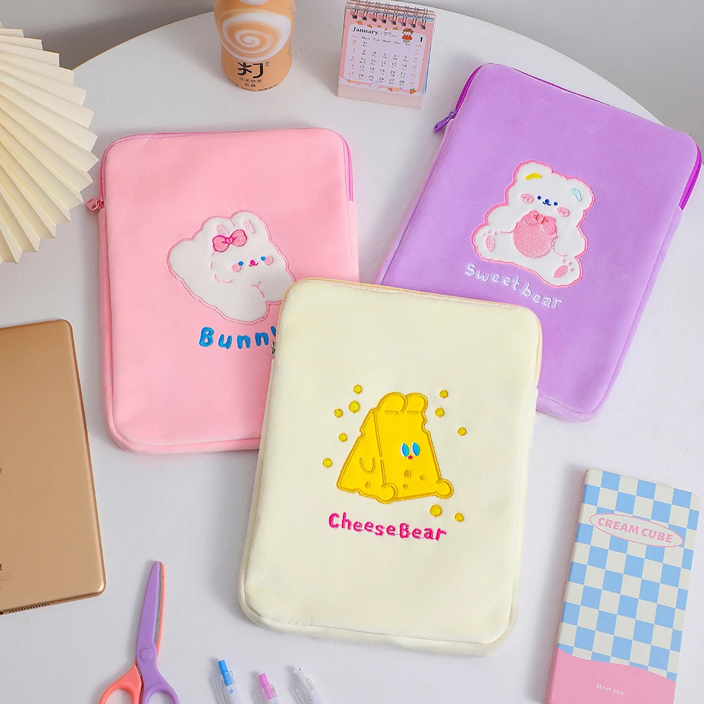 Cartoon cute plush tablet bag 11 inch ipad inner bag girl cute toast ipad protective case