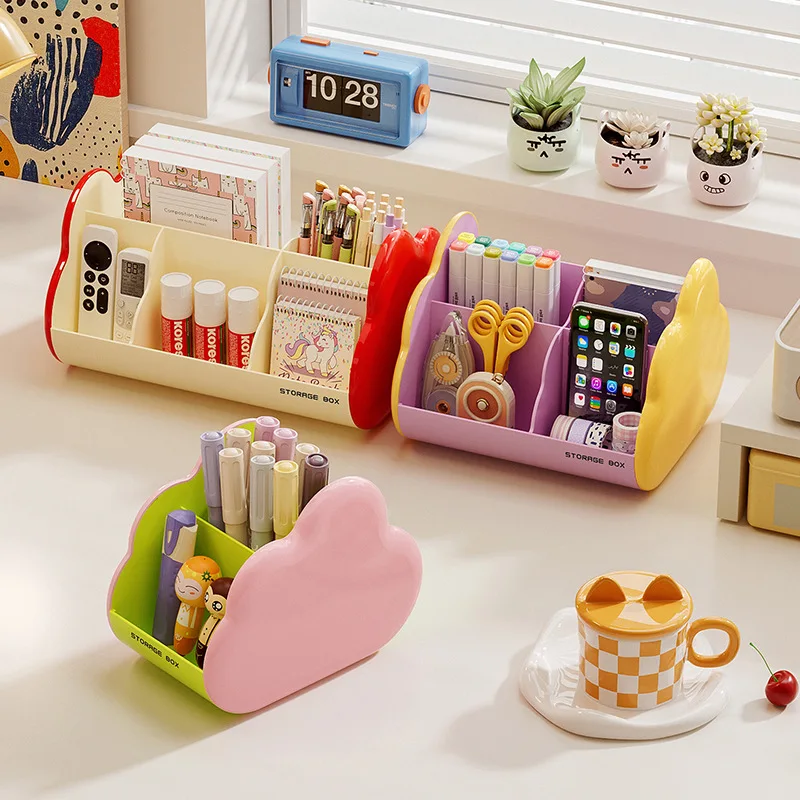 Multi-Compartment Organizer Colorful Desk Organizer Pen Holder Multi-Compartment Storage Box For Office Desk Dressing Table