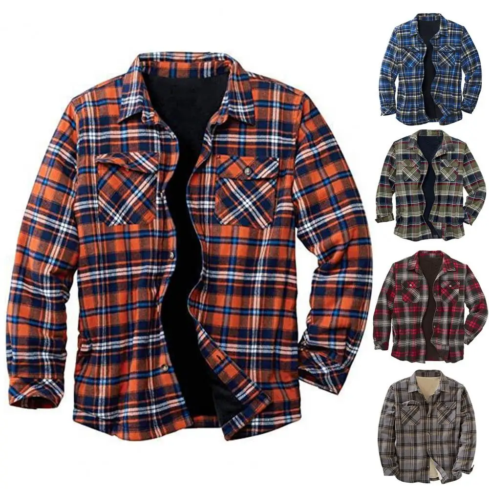 Men\'s New Winter Plaid Sweater Cardigan Cold Coat Wool Jacket Autumn Fleece Warm Clothes Checkered Knit Jumper