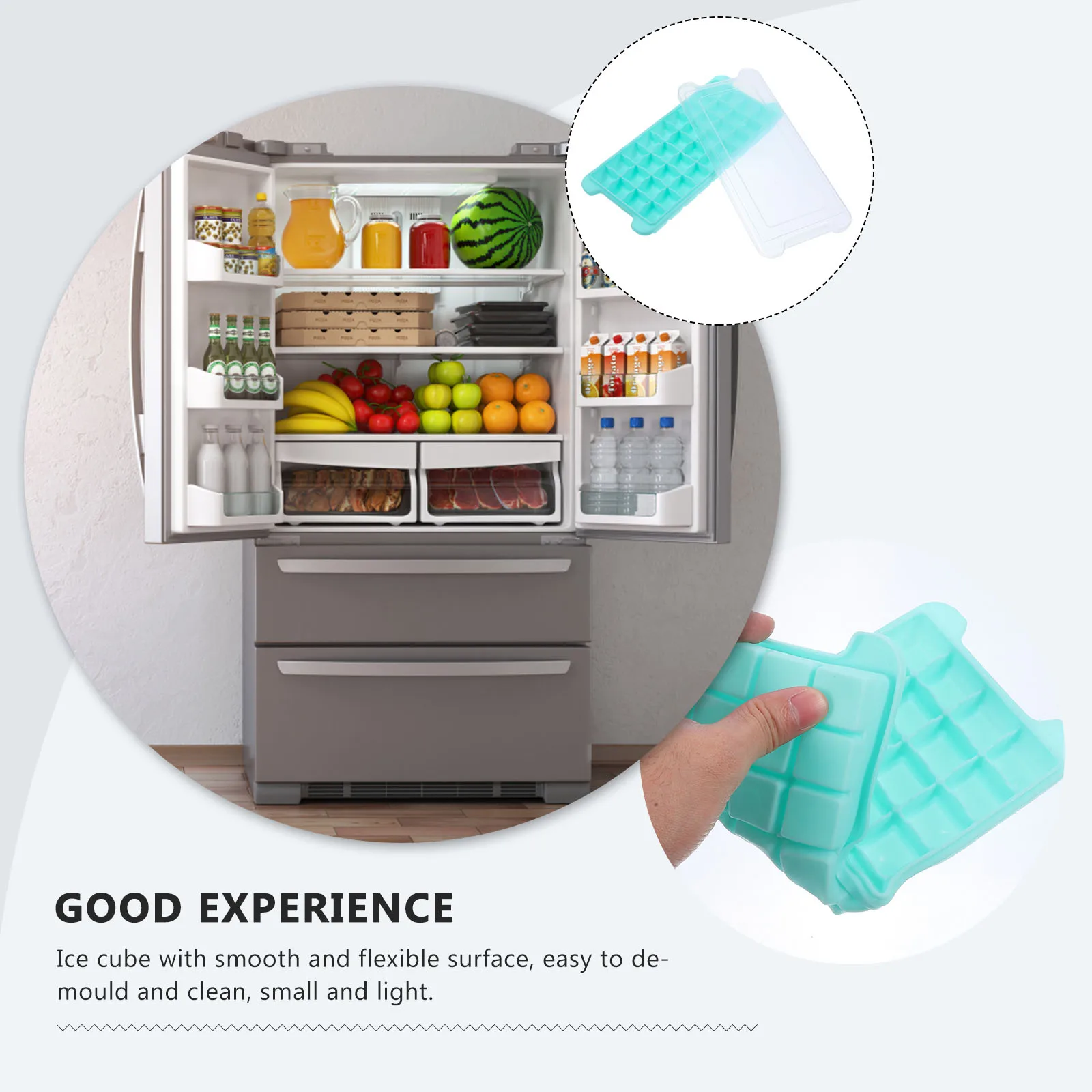 

3 Pcs Ice Tray Mold with Easy Release Trays Moulds Silicone Freezer for Making Cover