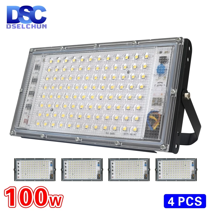 4pcs/lot 100W Led Flood Light AC 220V 230V 240V Outdoor Floodlight Spotlight IP65 Waterproof LED Street Lamp Landscape Lighting