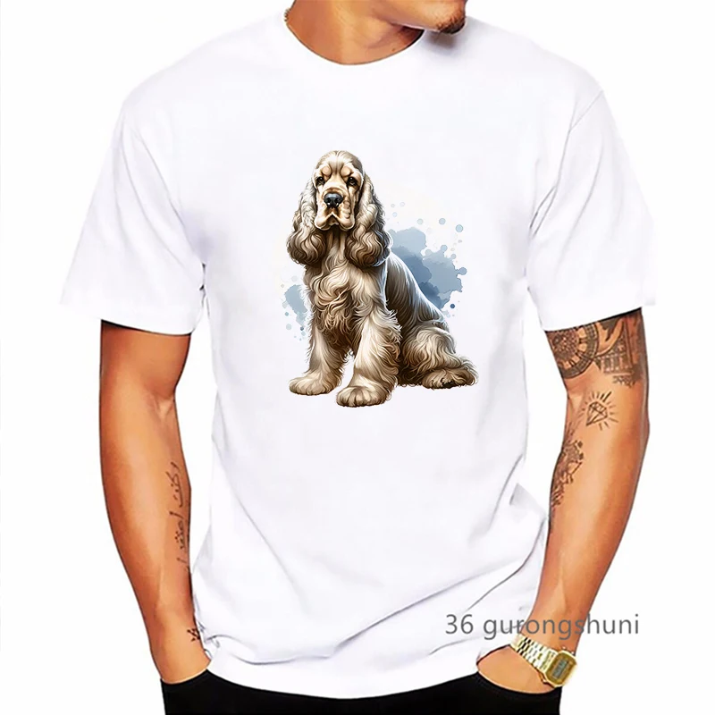 2024 Hot Sale Cocker Spaniel Animal Printed T Shirt Men Summer Short Sleeve Tshirt Homme Harajuku Shirt Fashion T-Shirt