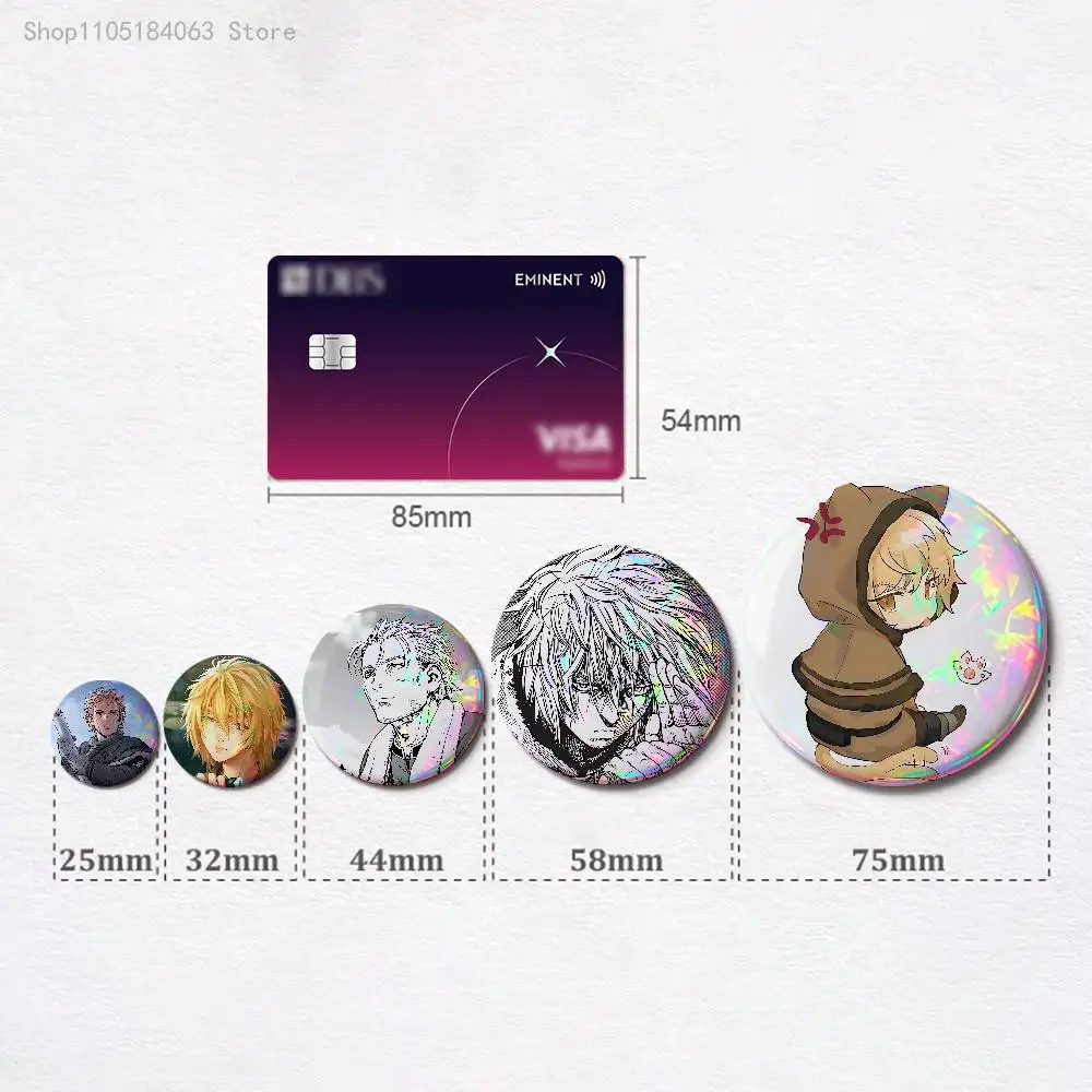 Thorfinn V-Vinland  Badges 25 32 44 58 75 mm Round Cosplay Pin Bag Decor Fans Collect Friends Gifts Brooch Souvenir