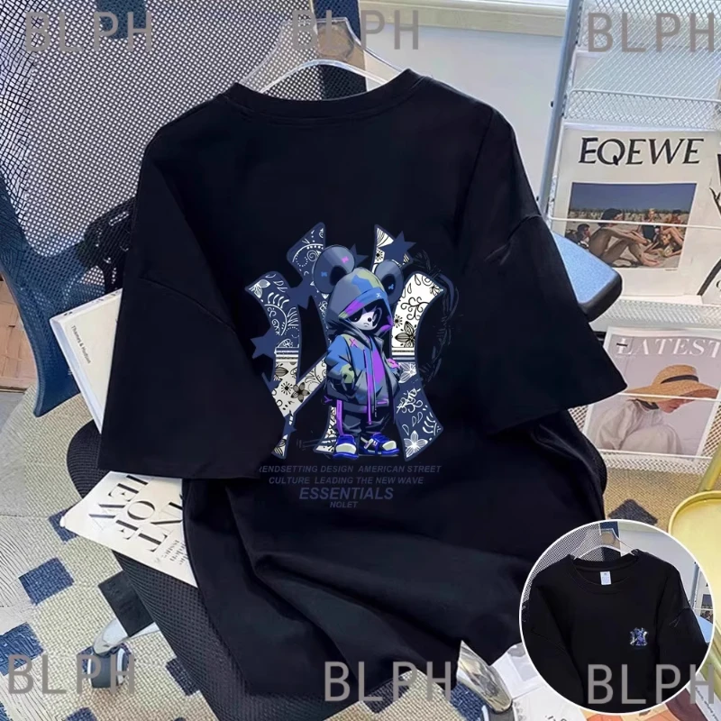 

2026-летняя новая сетчатая модная футболка с героями мультфильмов, роскошные дышащие футболки с принтом для взрослых и детей