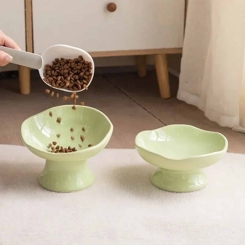 Cat Bowl Ceramic Pet Feeders Food Water Bowl Anti-upset