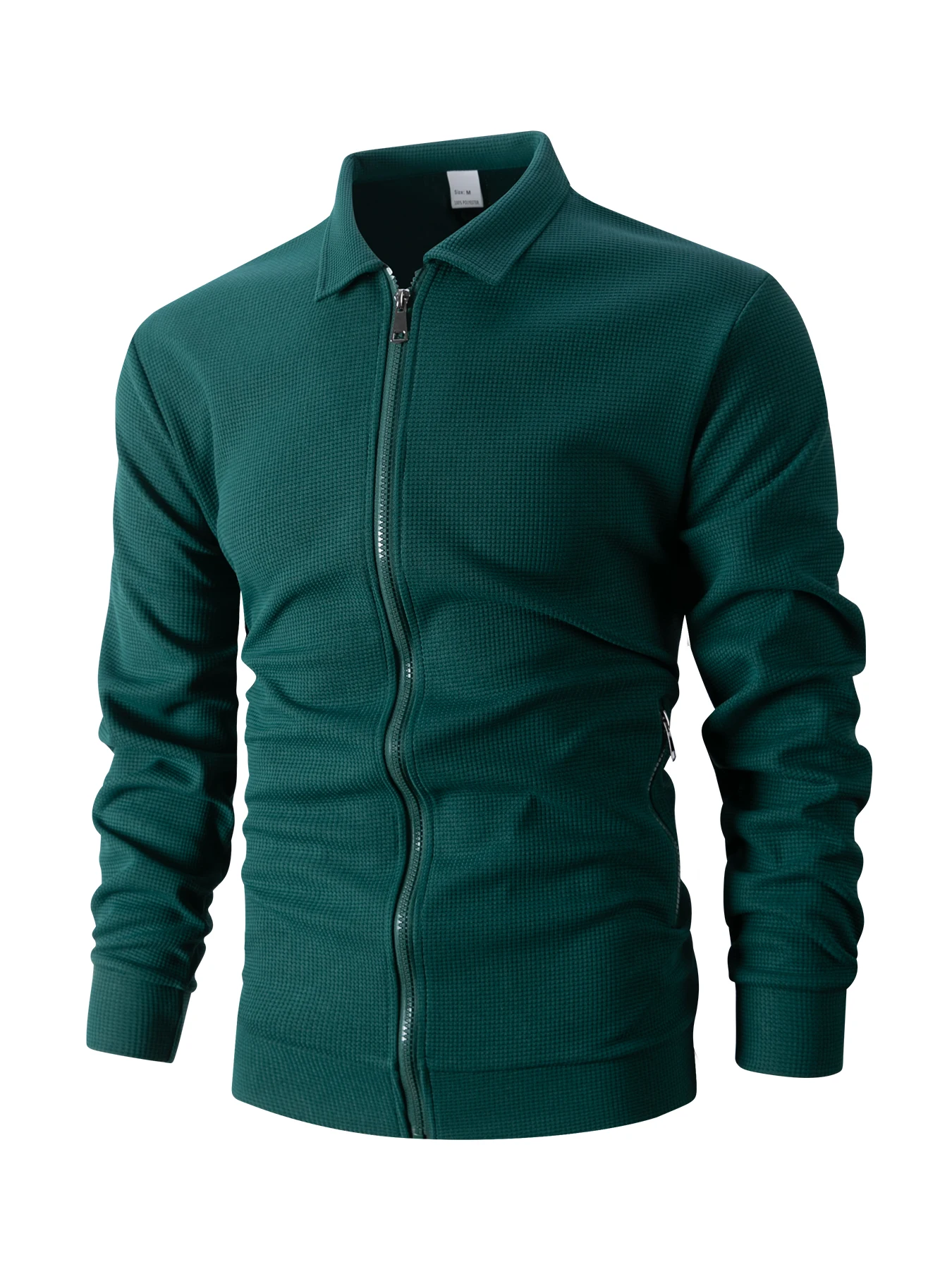 Herren-Waffelstrickjacke mit Knöpfen und Reißverschluss – Langer, lässiger Mantel mit Reißverschluss und Reißverschlusstaschen – unverzichtbar für Einkäufe und Verabredungen – Detail 21