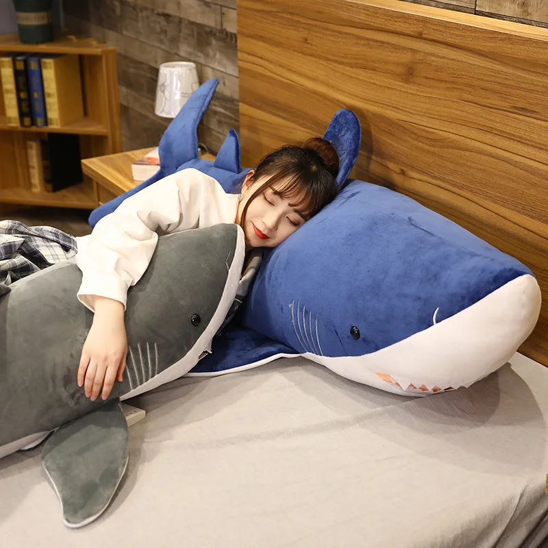 Giant Megalodon Shark kpop Plush Toys For Girls Huge Kawaii Soft Stuffed Doll Pillow Cushion Greative Birthday Gifts for Kids