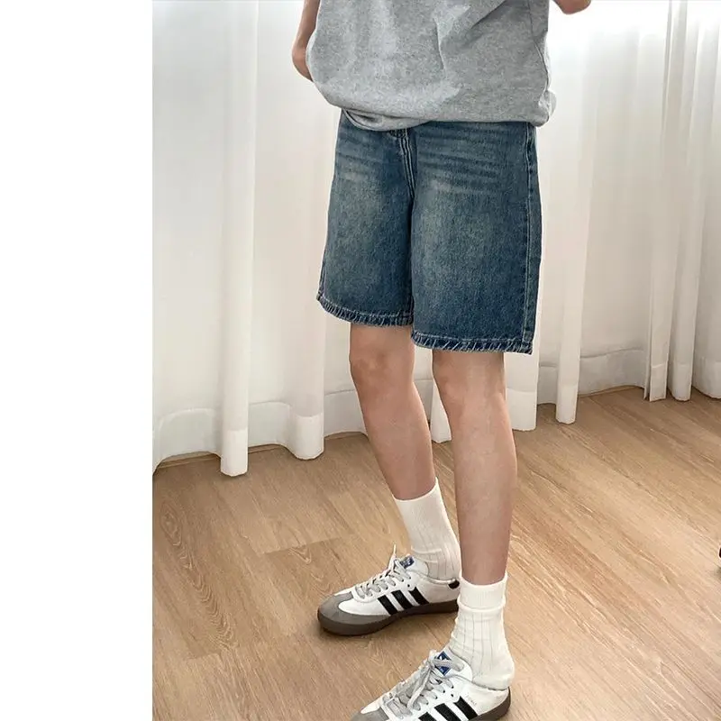 

High-waisted versatile thin style2025Spring vintage blue new stylish women's jeans, loose fit, slimming, wide-leg