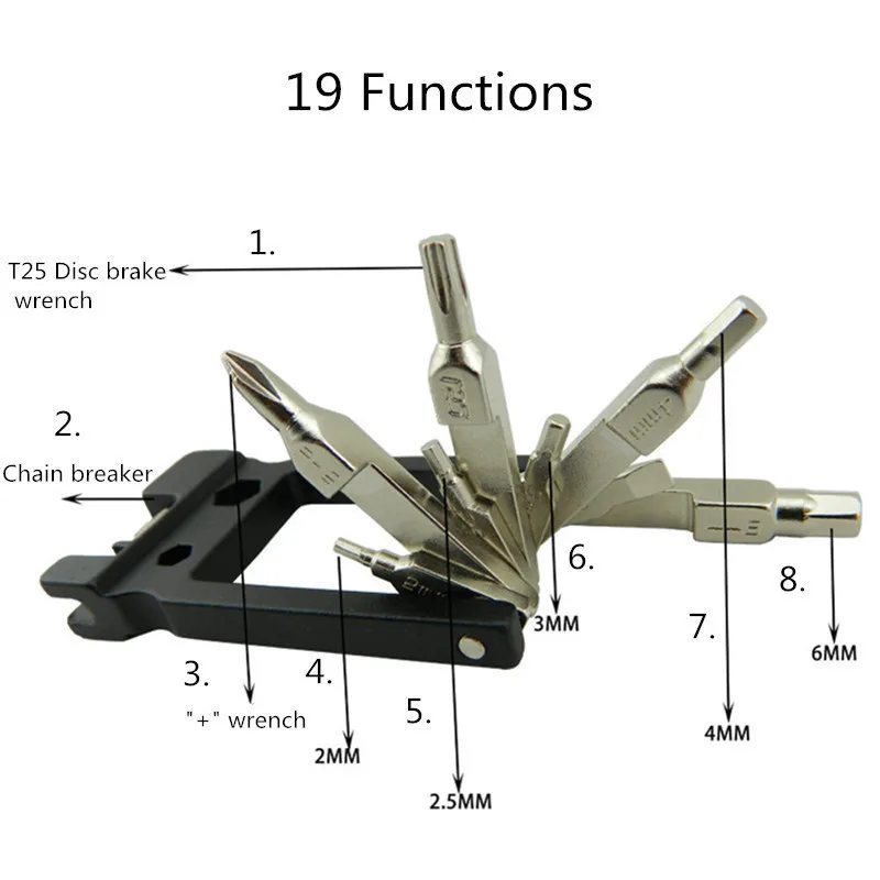 19 In 1 Multi Function Cycling Bike Repair Tools Sets Mountain Road Bike Tool Kit Foldable Hex Wrench Cycle Screwdriver Tool