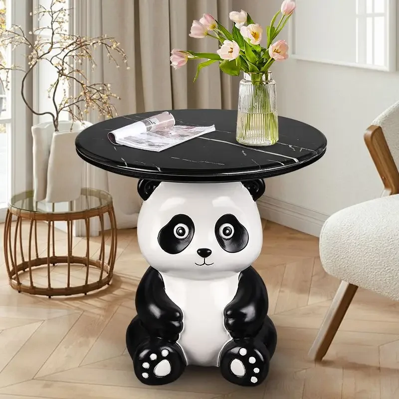 Creative Cute Panda Floor Bedside Tables Coffee Table Ornament Living Room Sofa Side Tray Rack Housewarming Gift Home Furniture