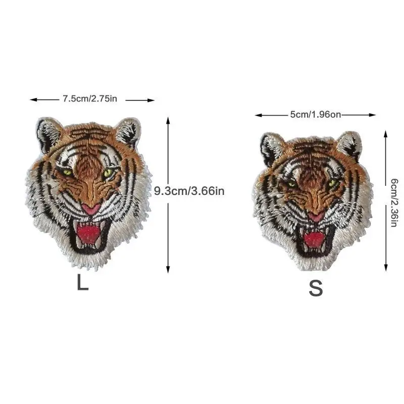 652F Iron-on Patches Roaring Striped DIY Embroidered Patch Sew On for Bags Caps