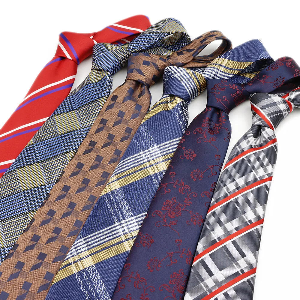 New Men's High Quality 8cm Flower Striped Pattern Jacquard Polyester Necktie Red Blue Tie Office Business Party Accessories Gift