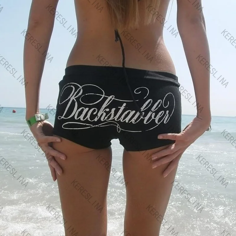 High street vintage โกธิคสาวเซ็กซี่สไตล์ mini slim กางเกงขาสั้นฤดูร้อนยุโรปและอเมริกาสบายๆ streetwear อเนกประสงค์ mini กางเกงขาสั้น