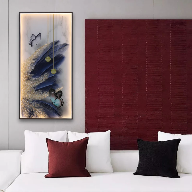 BERTH Modern Wall Lamps Feather Figure LED Sconces Rectangle Mural Light Creative Home For Aisle