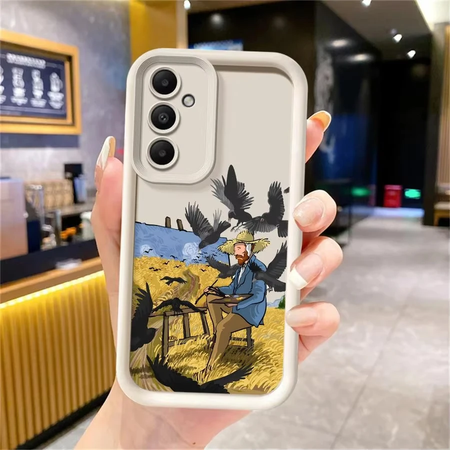 Sky  grassland  eagle Soft Shell Phone Case for Samsung Galaxy A35 A73 A52 A15 A54 A55 A51 A25 A53 A72 A71 A06 Van Gogh Creativi
