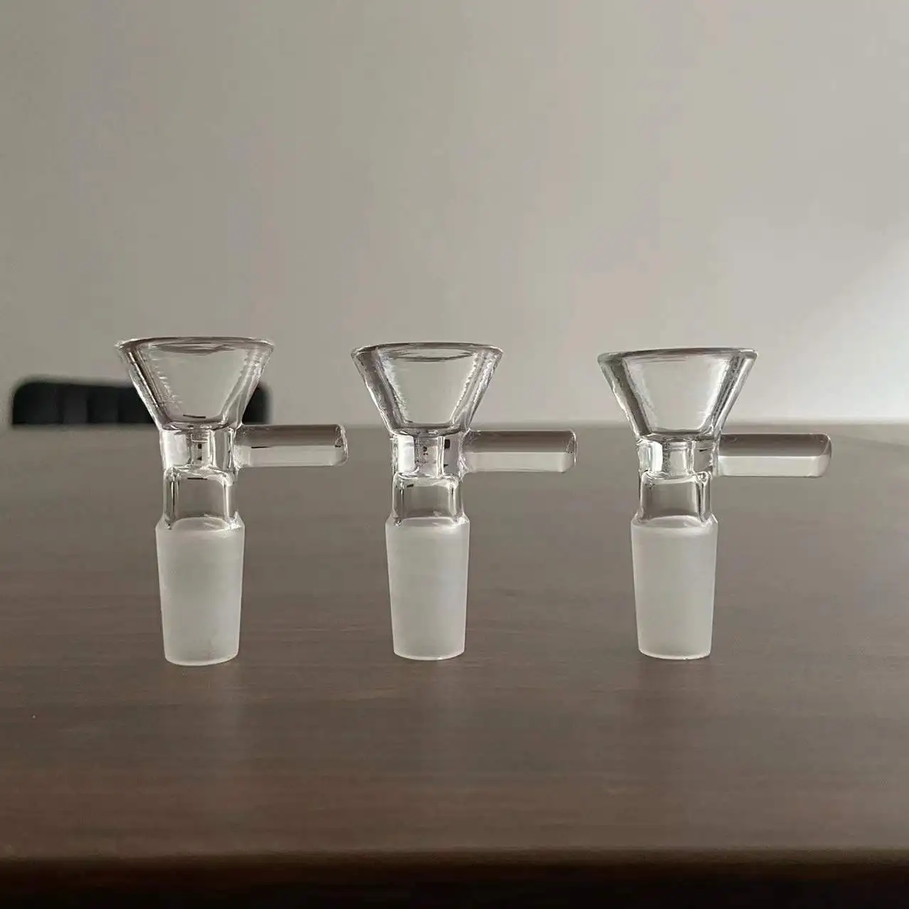 3-Piece Transparent Glass Funnel Glass Bowl with Support 14mm  Handmade Clear Bowl Holder Small Bore Funnels in Home Kitchen