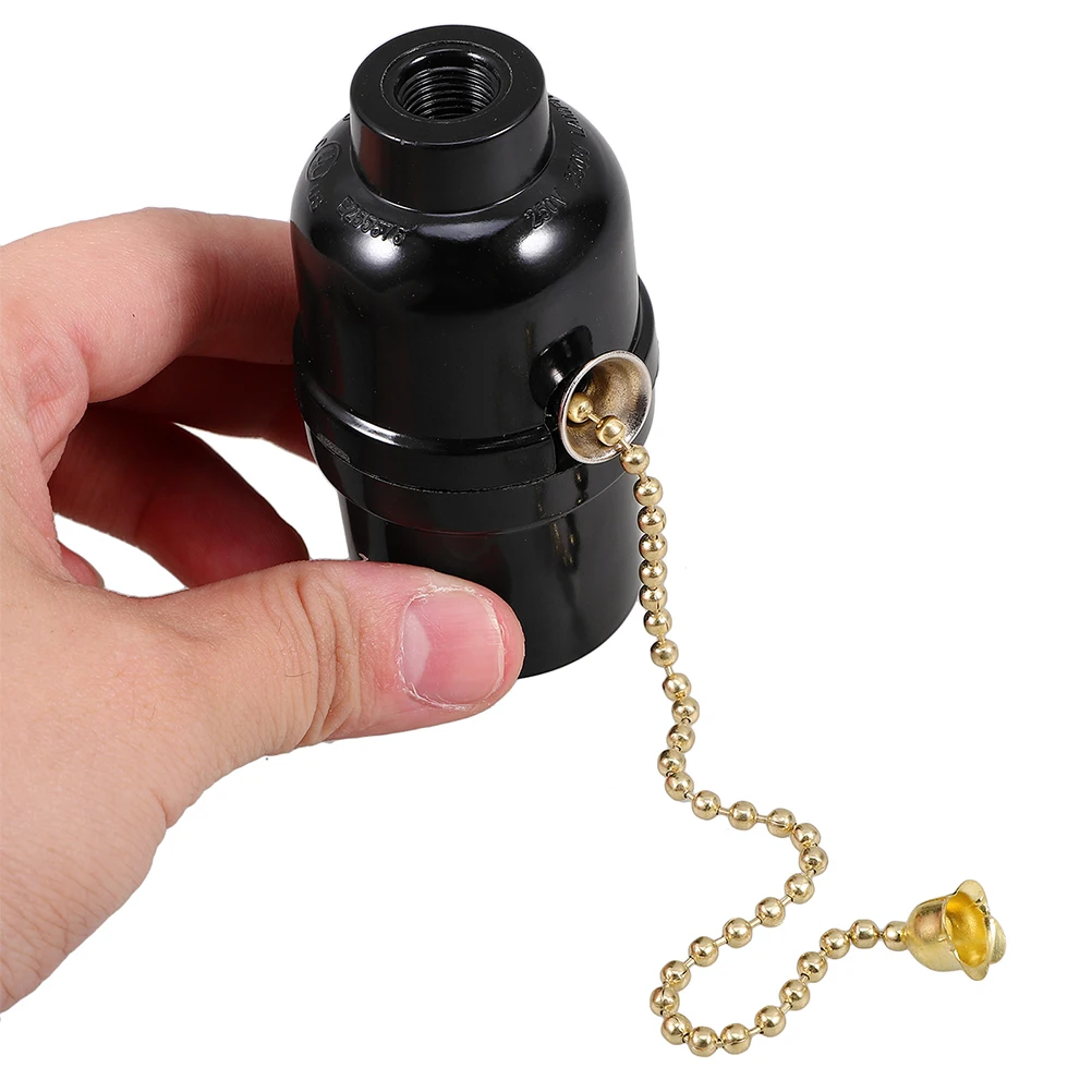 

2pcs E27 Threaded Socket Ceiling Light Socket Pull Chain Vintage Lamp Holders Switch Vintage Bulb Base Light Tube