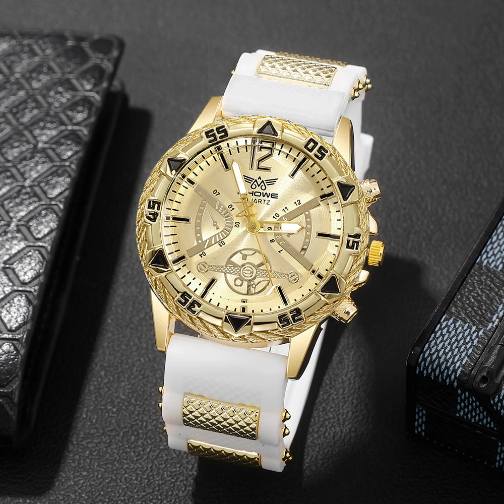 Набор силиконовых мужских часов с дизайном головы льва, удобные аксессуары для наручных часов для активных мужчин