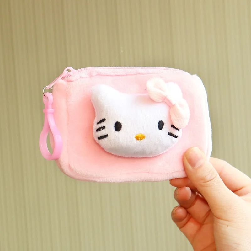 Sanrio Hello Kitty portamonete Kuromi Cinnamoroll Melody portafoglio bambini peluche borsa Sanrio pompon Purin Boys Plushie Wallet