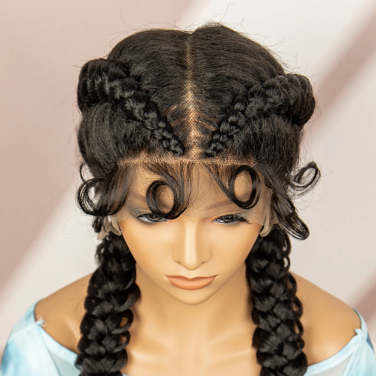 Synthetic Goddess Braided Wigs Cornrow Braided Wigs with Baby Hair Braids Wigs for Women Daily Use Knotless Wigs