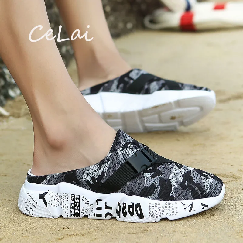 2024 Beach Slip on Shoes Men Big Size Sneakers Comfort Air Mesh Shoes Mens Brands Light Clogs Sneakers Man Summer Outdoor A-032