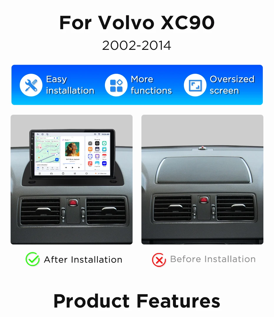 Android Autoradio für Volvo XC90 2002-2014 GPS-Navigation, Multimedia, WiFi, DSP, RDS, BT, SWC,