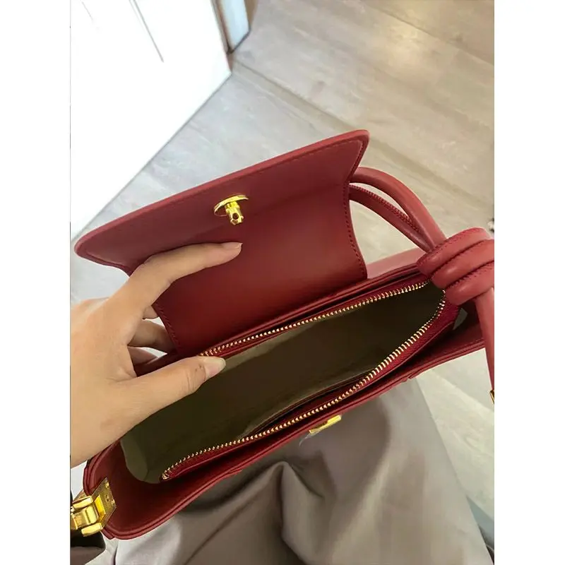 JIAERDI Vintage Red Y2k Handbag Women High Street Elegance Pu Leather Shoulder Bag Ladies Retro Fashion Underarm Bag Aesthetic