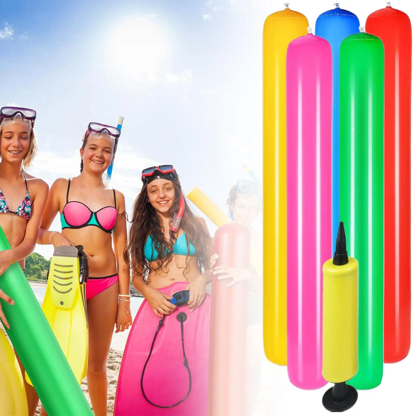 

Inflatable Pool Noodle 5 Pieces Pool Float Noodles Portable Float Inflatable Stick For Adult Outdoor Travel Sports Lake Water