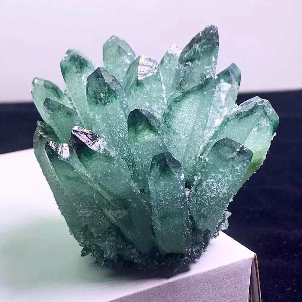 Green Crystal Cluster Decoration  Manifest Artware  Natural Crystal Healing Beautiful Home Office Decor