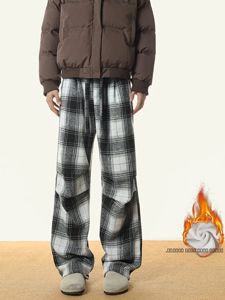 

Мужские зимние утепленные шерстяные брюки-карго с флисовой подкладкой, свободные, в американском ретро-стиле, плиссированные, функциональные, в стиле парашютиста