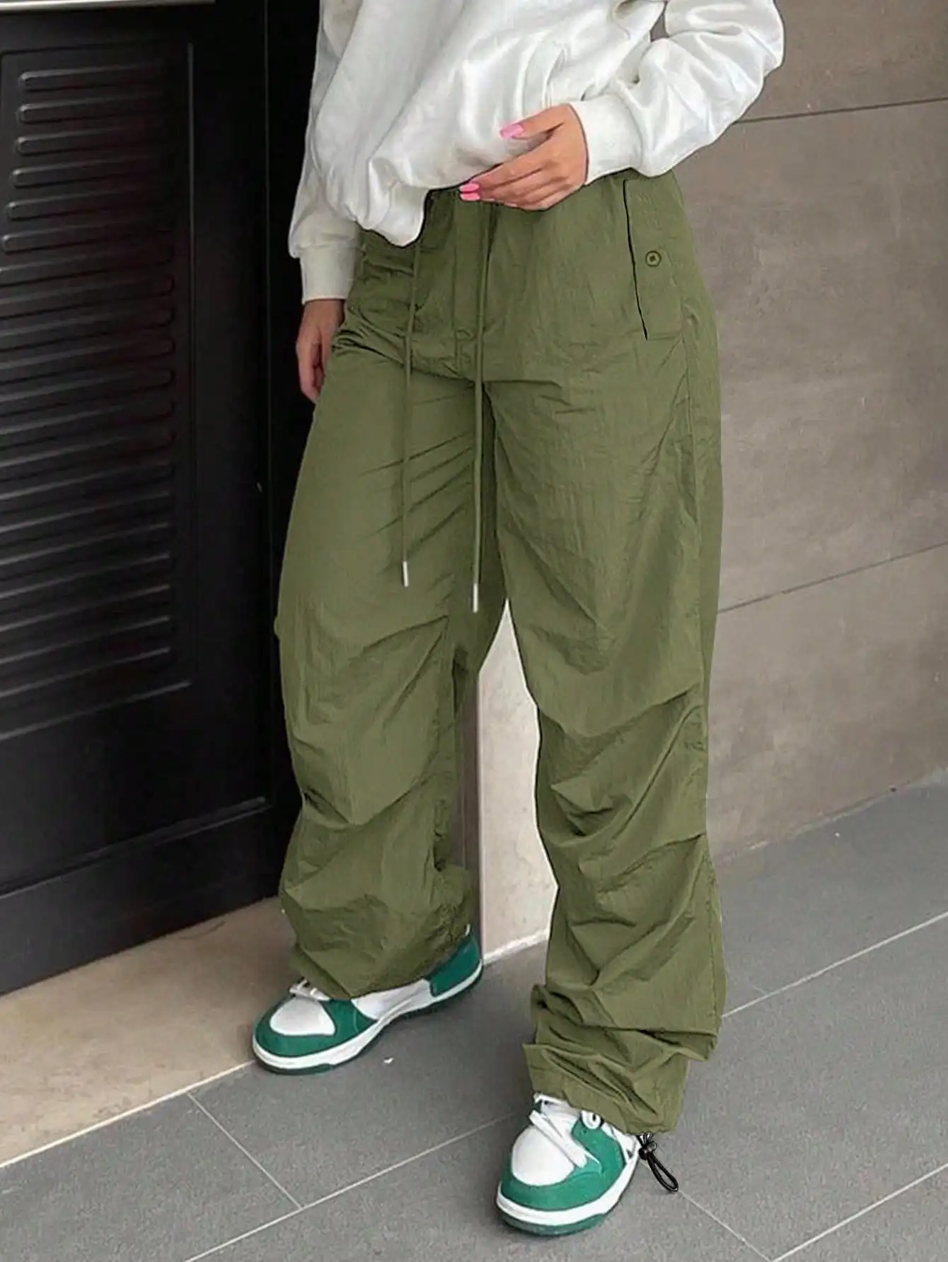 Women's Low-Waist Hip Hop Overalls - Drawstring Drop Crotch Wide Leg Sweatpants for Sports/Jogging (Warm)