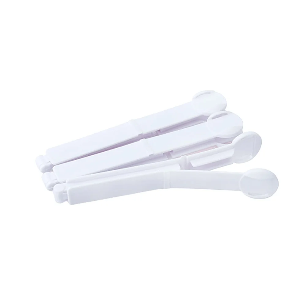

5pcs Plastic Bag Seal Clips Sturdy Food Sealing Clamps Airtight Snack Fresh Keeping For Chips Foods White Kitchen Home