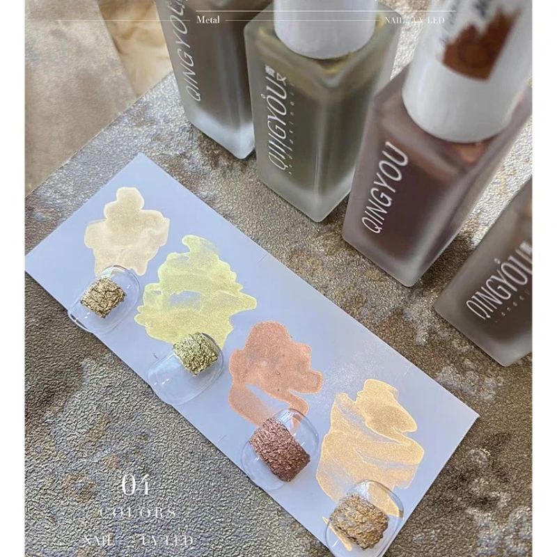 4pcs/set Metal 10ml Watercolor Nail Polish Air Dry Marble Nail Polish Gradient Ink for Painting Gel Varnish Manicure DIY at Home