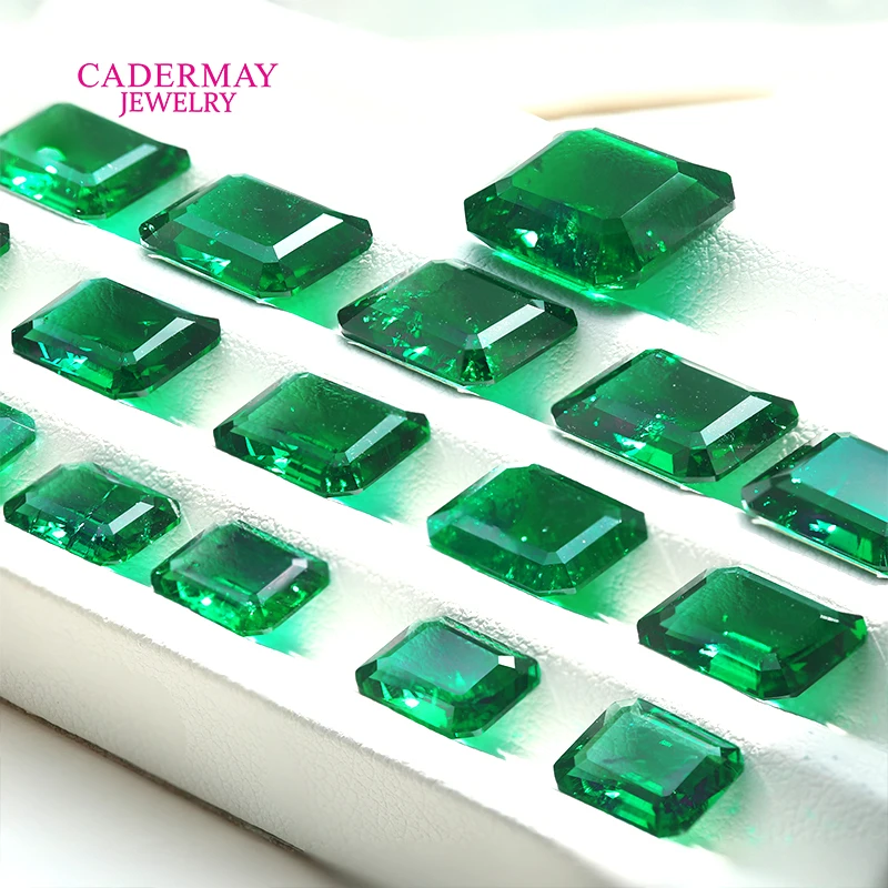 Rectangle Shape Muzo Green Lab Grown Emerald 3x5mm-20x30mm Emerald Cut Hydrothermal Emerald With Inculsions For Emerald Jewelry
