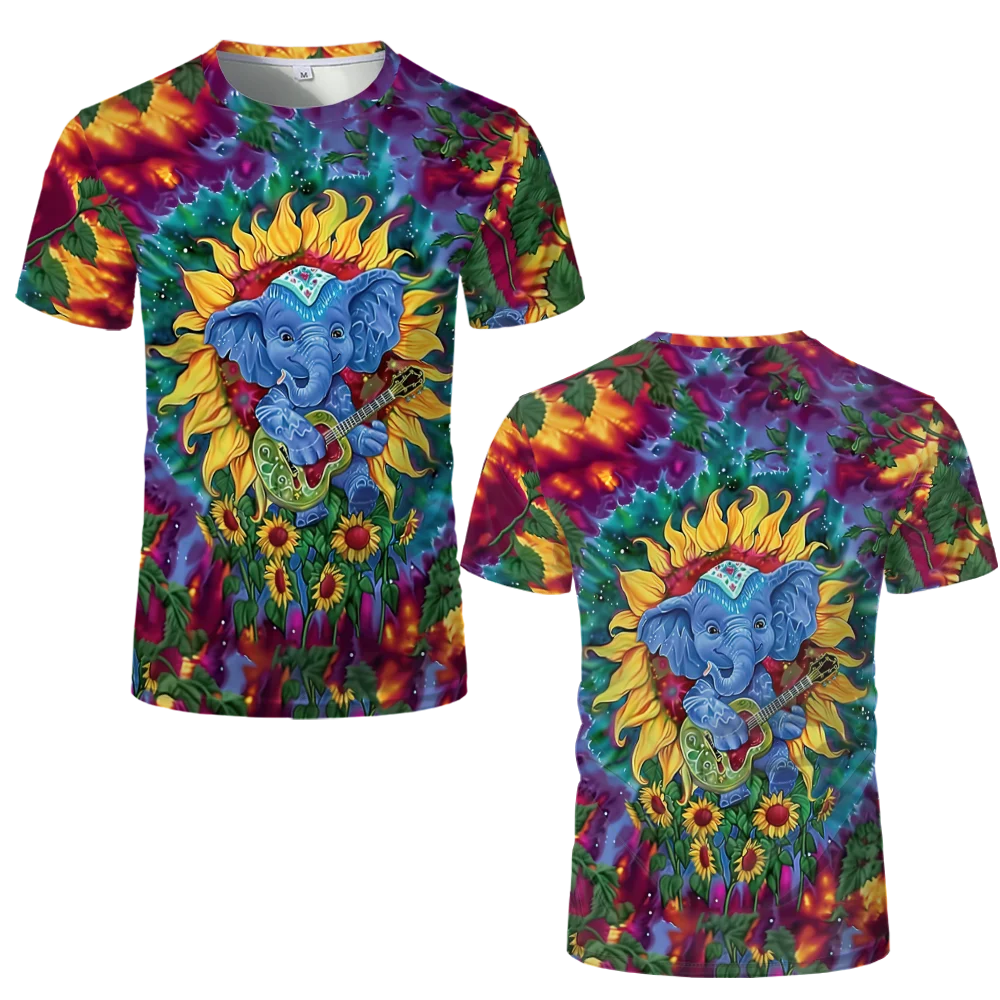 Retro Tie Dye T-shirts For Men Trendy Casual Short Sleeved Cool Rock Band Graphic T Shirt Unisex O-Neck Gothic Vintage Tops image 4