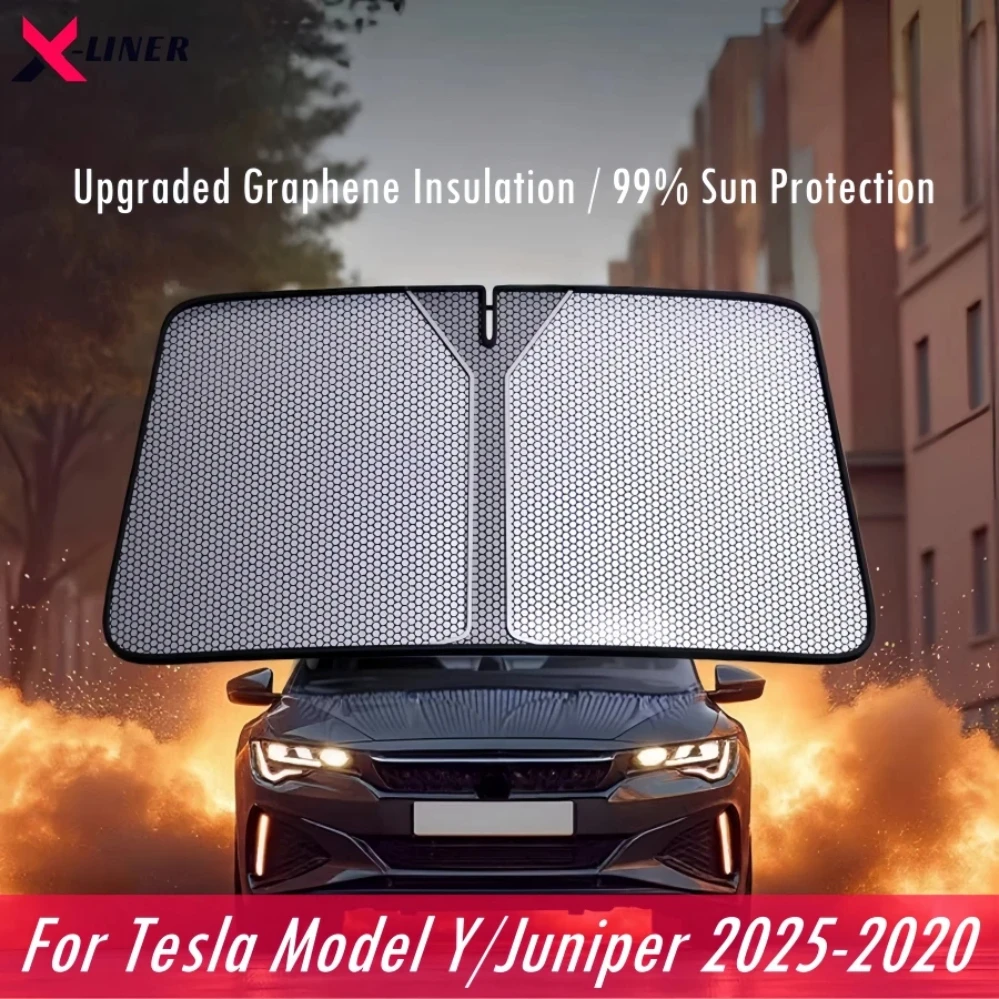 

Модернизированное графеновое теплоизоляционное переднее солнцезащитное стекло для Tesla Model Y Juniper 2025 [по индивидуальному заказу, 99% защита от солнца]