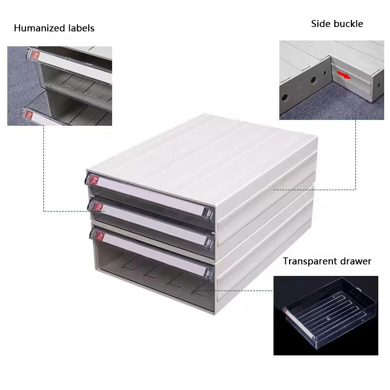 A4 File Box Drawer-Type Component Box Data File Storage Desktop Storage Box Cofmbination File Cabinet