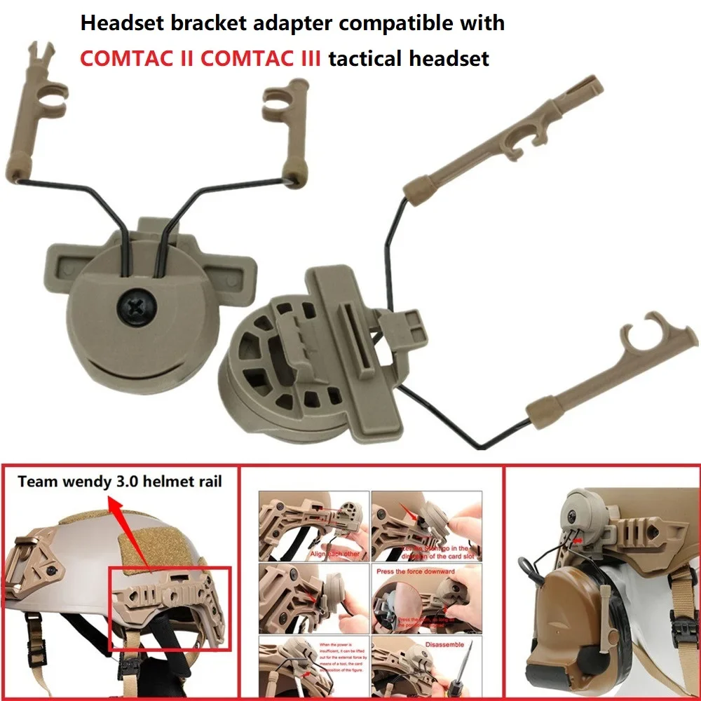 COM Headset Stand Tactical Headset COMTAC II COMTAC III Airsoft Shooting Headphones Adapter for Tactical Wendy 3.0 Helmet Rail