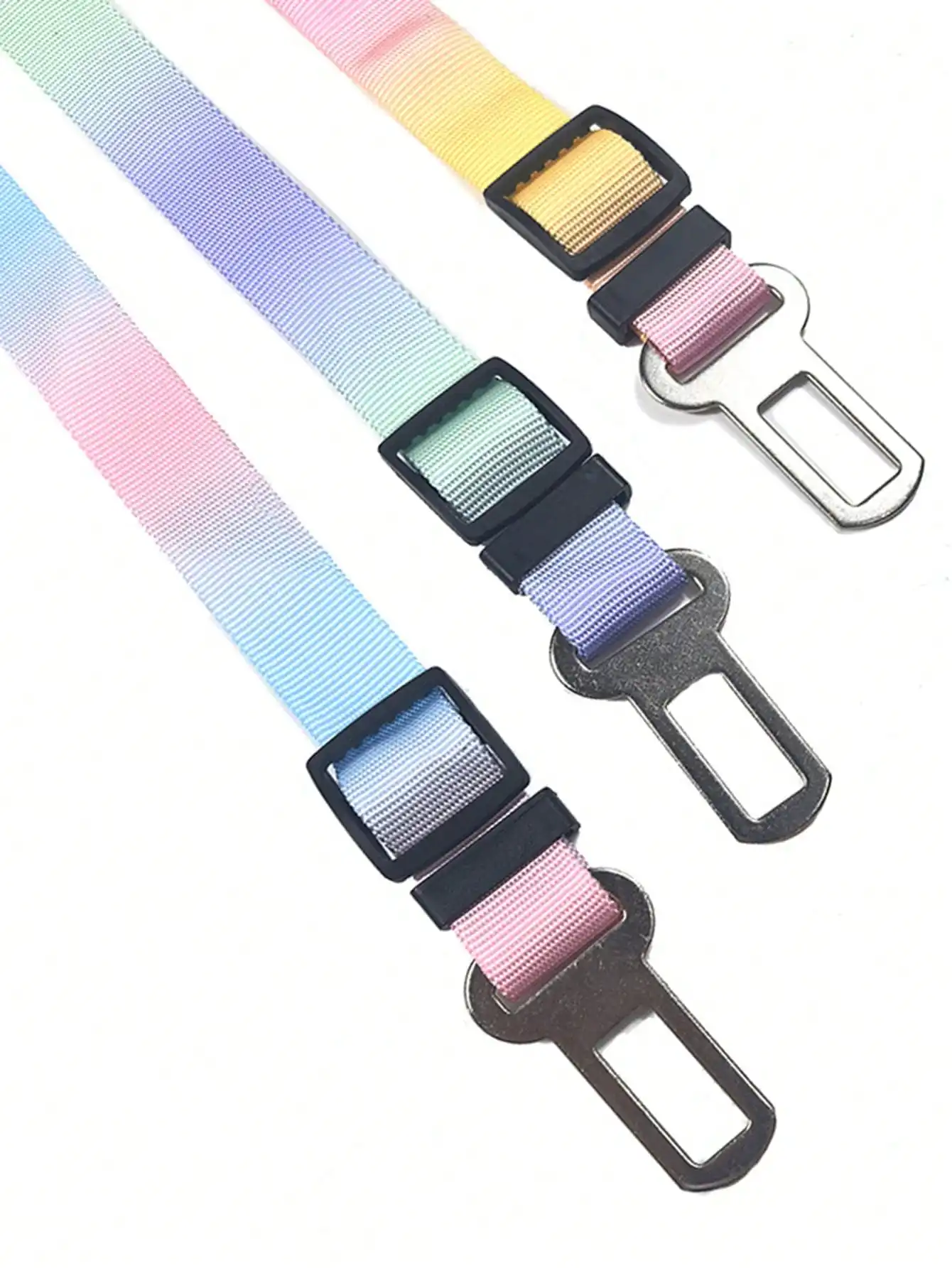 1개 애완동물 자동차 안전벨트, 그라데이션 색상 개용 리트랙터블 리쉬, 레인보우 스타일 애완동물 리쉬, 탄력 쿠션 자동차 안전벨트