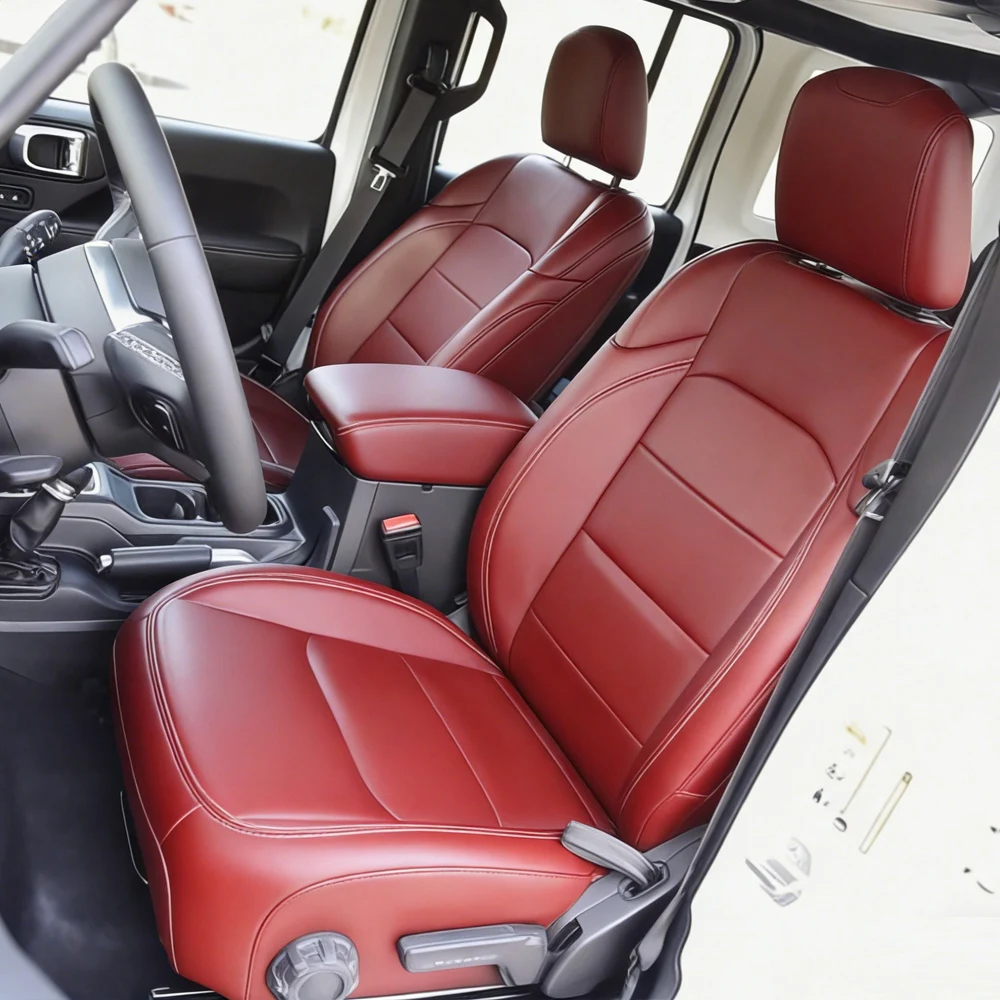 

Специальные чехлы для сидений автомобиля Jeep Wrangler 4-дверный 2018-2022 из искусственной кожи, защитные накладки на сиденья, аксессуары