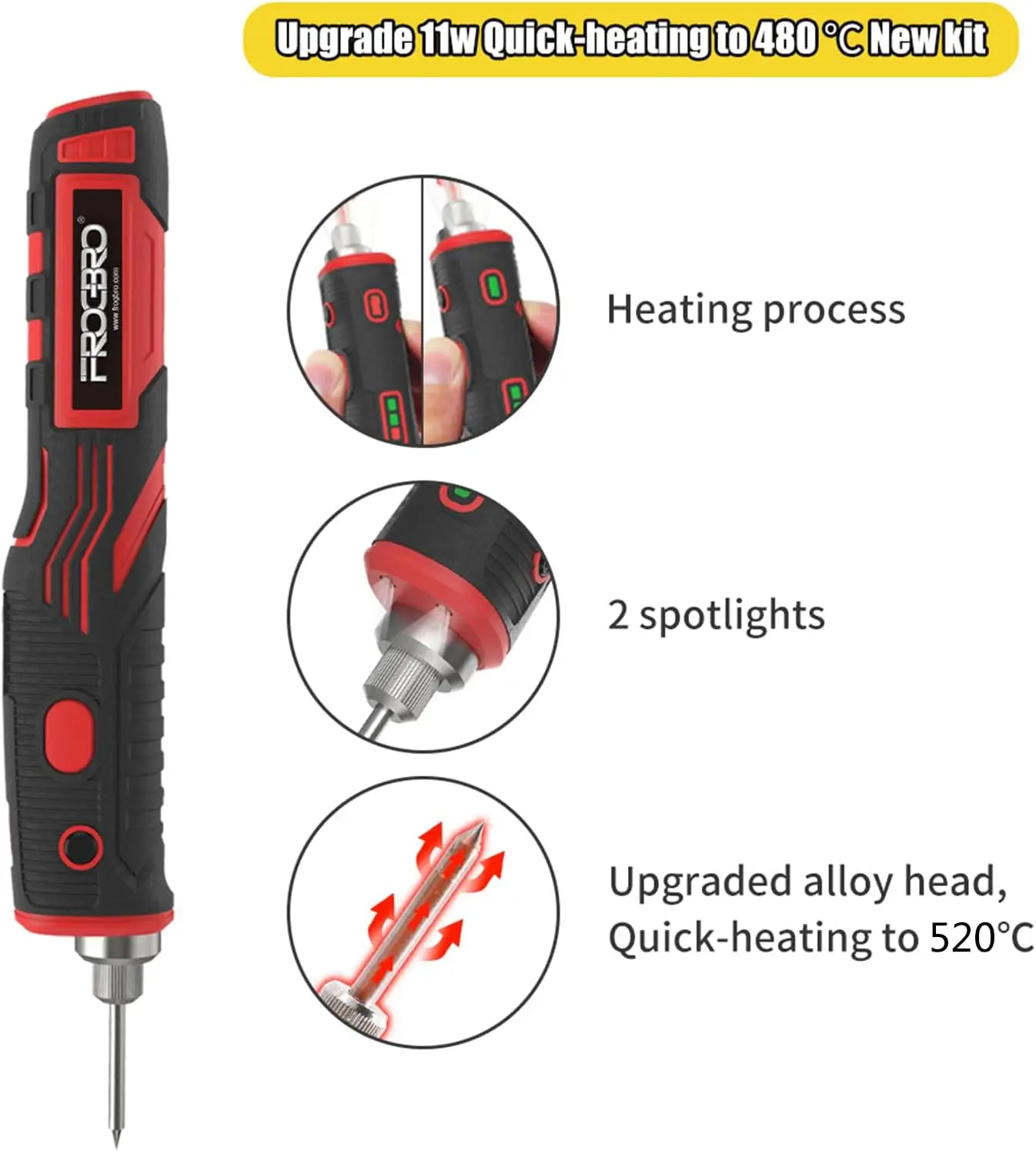 FROGBRO Cordless Soldering Iron 1800mAh Rechargeable Soldering Tool Professional Portable Welding Tool Electronic Soldering Kit