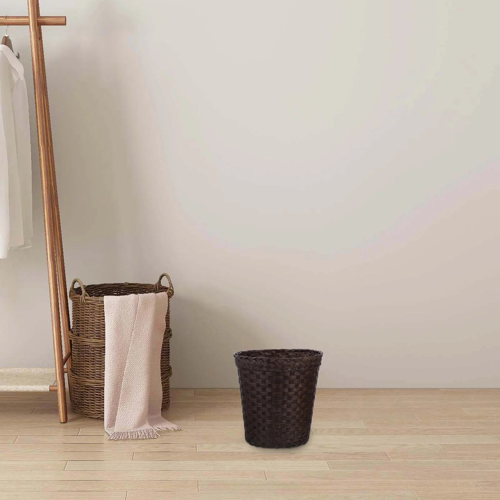 

Woven Storage Basket Multi-Purpose Household Waste Paper Bin for Kitchen Bedroom Office Decor Office Basket