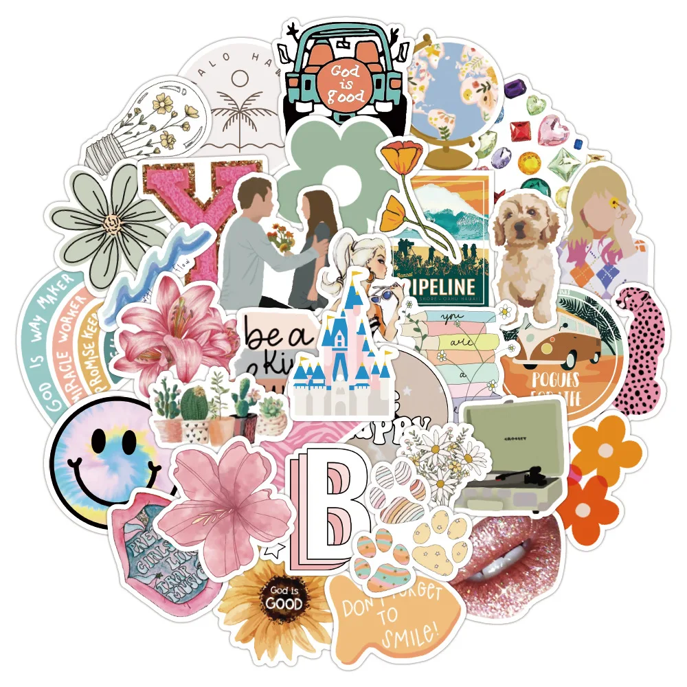 50 قطعة كلاسيكية صغيرة طازجة Ins نمط لطيف الكرتون حساب اليد الكتابة على الجدران ملصق دفتر الأمتعة المحمول المحمول Diy بها بنفسك ملصق الهاتف #4