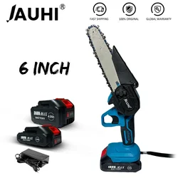 JAUHI 3500W 6Inch Electric ChainSaw Rechargeable Saw 40000RPM Cordless Chain Saw Wood Power Tools For Makita 18V Battery